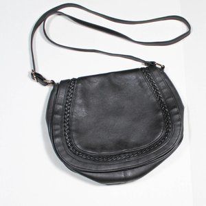 Rampage Black Crossbody Shoulder Purse with Braded Detail